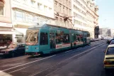 Frankfurt am Main tram line 11 with low-floor articulated tram 034 at Weserstraße/Münchener Straße (1999)