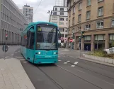 Frankfurt am Main tram line 14 with low-floor articulated tram 263 close by Karmeliterkloster (2020)