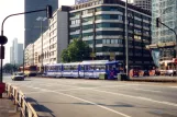 Frankfurt am Main tram line 16 with articulated tram 828 on Düsseldorfer Straße (1991)