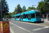 Frankfurt am Main tram line 16 with low-floor articulated tram 005 at Offenbach Stadtgrenze (2010)