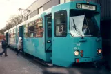 Frankfurt am Main tram line 21 with articulated tram 666 at Rheinlandstr. (2000)
