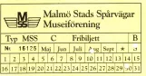 Free pass for Malmö Museum Tramway (MSS), the front (2003)