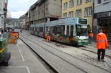 Freiburg im Breisgau tram line 2 with articulated tram 241 near Holzmarkt (2008)