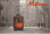 Fridge magnet: Milan tram line 1 with railcar 1747 on Via Santa Margherita (2016)