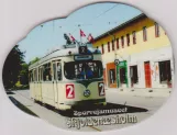 Fridge magnet: Skjoldenæsholm standard gauge with articulated tram 2412 by Depot 3 (2021)