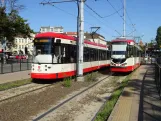 Gdańsk tram line 12 with articulated tram 1006 "Leopold von Winter" at Hucisko (2024)