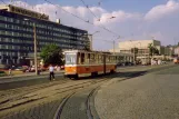 Gera extra line 2 with articulated tram 321 on Straße der Republik (Heinrich Straße) (1990)