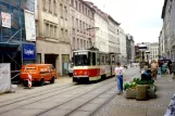 Görlitz tram line 1 with articulated tram 14 near Postplatz (1993)