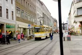 Görlitz tram line 2 with articulated tram 4 near Postplatz (1993)