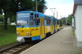 Gotha regional line 6 with articulated tram 316 at Waltershausen Bahnhof (2014)