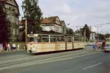 Gotha tram line 1 with articulated tram 202 at Huttenstraße (1990)