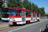 Gotha tram line 1 with articulated tram 307 on Ekhofplatz, seen from behind (2012)