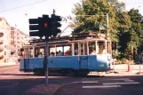 Gothenburg 12 (Lisebergslinjen) with railcar 198 in the intersection Engelbreksgaten/Södra Vägen (1995)