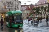 Graz tram line 1 with low-floor articulated tram 664 on Jakominiplatz (2008)