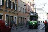 Graz tram line 5 with articulated tram 531 on Jakominiplatz (2008)