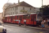 Graz tram line 7 with articulated tram 850 at Eggenbergen Gürtel (1982)