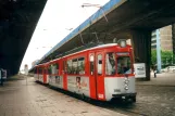 Halle (Saale) regional line 5 with articulated tram 886 at Riebeckplatz (2001)