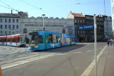 Halle (Saale) tram line 2 with low-floor articulated tram 664 at Am Steintor (2008)