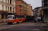Halle (Saale) tram line 3 with railcar 1092 on Rannische Straße (1990)