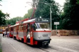 Halle (Saale) tram line 7 with railcar 1207 at Burg Giebichenstein (2001)
