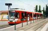 Halle (Saale) tram line 8 with low-floor articulated tram 651 at Trotha (2003)