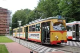 Hannover Hohenfelser Wald with articulated tram 206 "Berlin" at Straßenbahn-Haltestelle (2016)