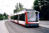 Heidelberg regional line 5 with low-floor articulated tram 118 at Burgstr. (2003)