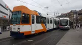 Heidelberg tram line 22 with articulated tram 3256 at Bismarckplatz (2019)
