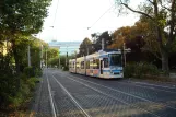 Heidelberg tram line 26 with articulated tram 264 "Cambridge" on the side track at Bismarckplatz (2009)