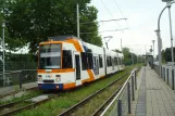 Heidelberg tram line 26 with articulated tram 3269 at Messplatz (2014)