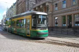 Helsinki tram line 10 with low-floor articulated tram 416 on Skillnadsgatan/Erottajankatu (2019)