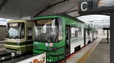 Hiroshima tram line 2 with articulated tram 3908 at Hiroden-Miyajimaguchi (2023)