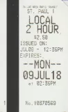 Hour ticket for Dallas Area Rapid Transit (DART), the front (2018)