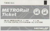 Hour ticket for Metropolitan Transit Authority of Harris County (METROrail), the front (2018)