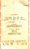 Hour ticket for Östgötatrafiken, the front (1995)
