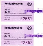 Hour ticket for Storstockholms Lokaltrafik (SL), the front (2009)