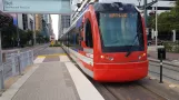 Houston tram line Red with low-floor articulated tram 205 at Bell (2018)