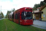 Innsbruck tram line 6 with low-floor articulated tram 318 at Igls (2012)