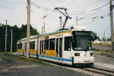Jena tram line 1 with low-floor articulated tram 615 at Zwätzen Schleife (2003)
