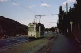 Jena tram line 2 with railcar 045 at Jena-Ost (1990)