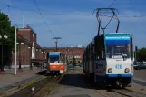 Kaliningrad tram line 1 with articulated tram 606 at Passazhirskij (2012)