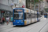Kassel tram line 1 with low-floor articulated tram 610 on Obere Königsstraße (2022)