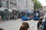 Kassel tram line 4 with low-floor articulated tram 615 near Friedrichsplatz (2022)