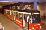 Kassel tram line 7 with articulated tram 407 at Hauptbahnhof (1988)