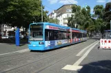 Kassel tram line 8 with low-floor articulated tram 617 at Bebel Platz (2010)