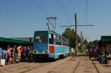 Kostiantynivka tram line 4 with railcar 002 near Konstantinovka (2012)