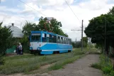 Kostiantynivka tram line 4 with railcar 004 at Tramvayne depo Molokozavod (2012)