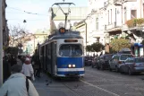 Kraków tram line 14 with articulated tram 154 on Franciszkańska (2011)