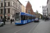 Kraków tram line 3 with low-floor articulated tram 2011 at Plac Wszystkich Świętych (2011)