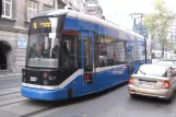 Kraków tram line 8 with low-floor articulated tram 2027 near Plac Wolnica (2011)